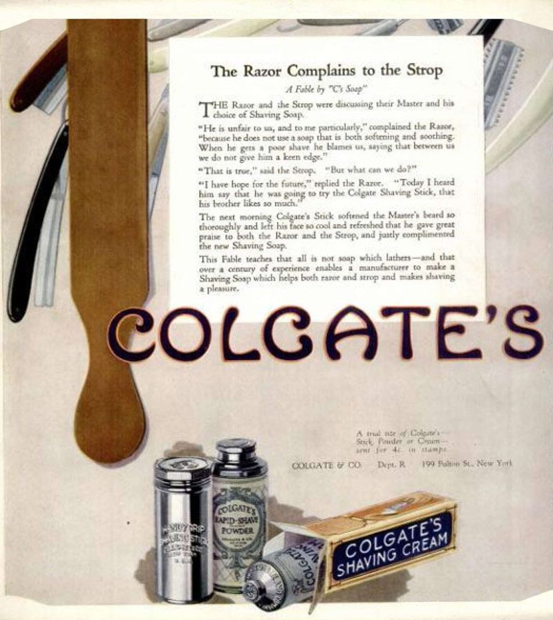 Reklama kremu do golenia firmy Colgate