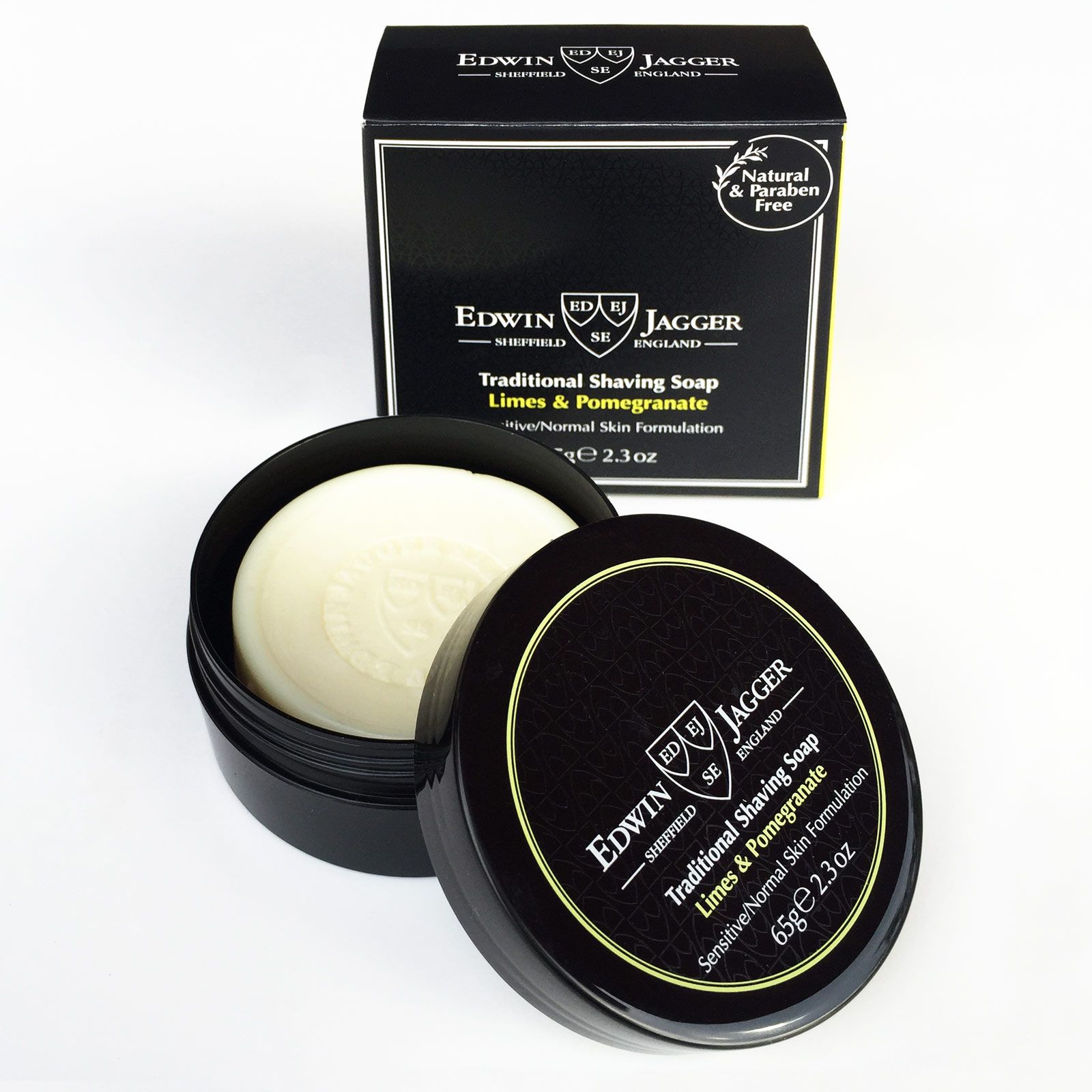 Opakowanie mydła do golenia Edwin Jagger Limes & Pomegranate Shaving Soap